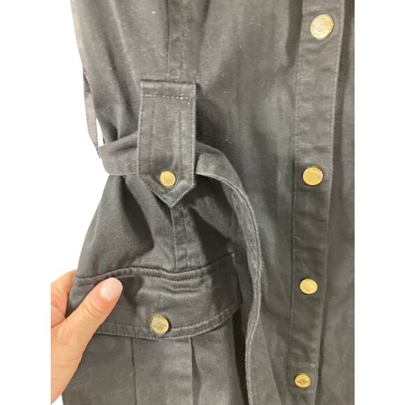 Calvin Klein Women's Mesh Black Tank Button Utility Old Money Preppy Boxy 4 - Picture 5 of 9